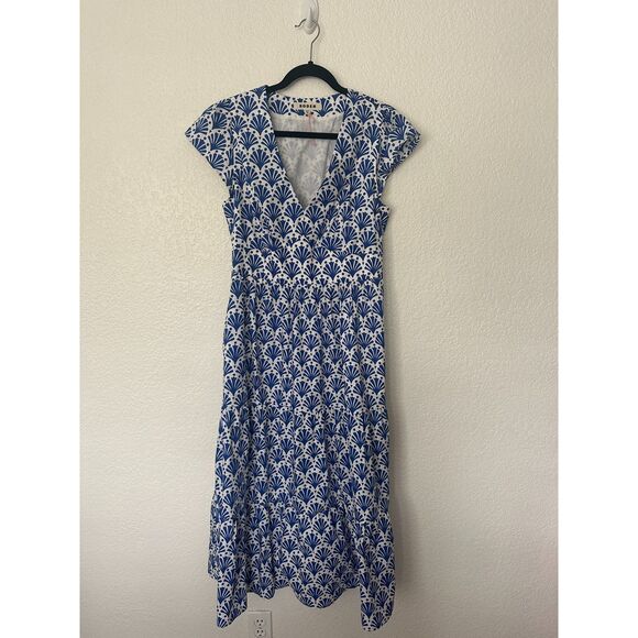 Boden May Cotton Midi Tea Dress Surf The Web, Shells Size 12 - Picture 3 of 10